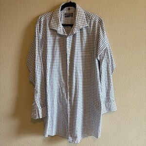 Geoffrey Beene Black and Blue Gingham Dress Shirt, Men's Size 18 1/2, 35/36
